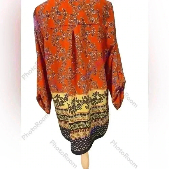 Daniel Rainn Anthropologie Red Floral Peasant 3/4 sleeve v neck size large - Picture 6 of 10